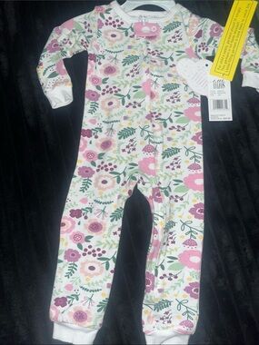 Pink Floral Zipper One-Piece for Girls